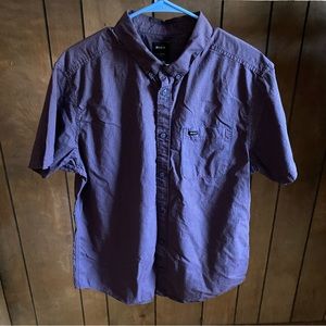 RVCA Shirt Mens XL Red Blue Plaid Button Down Short Sleeve